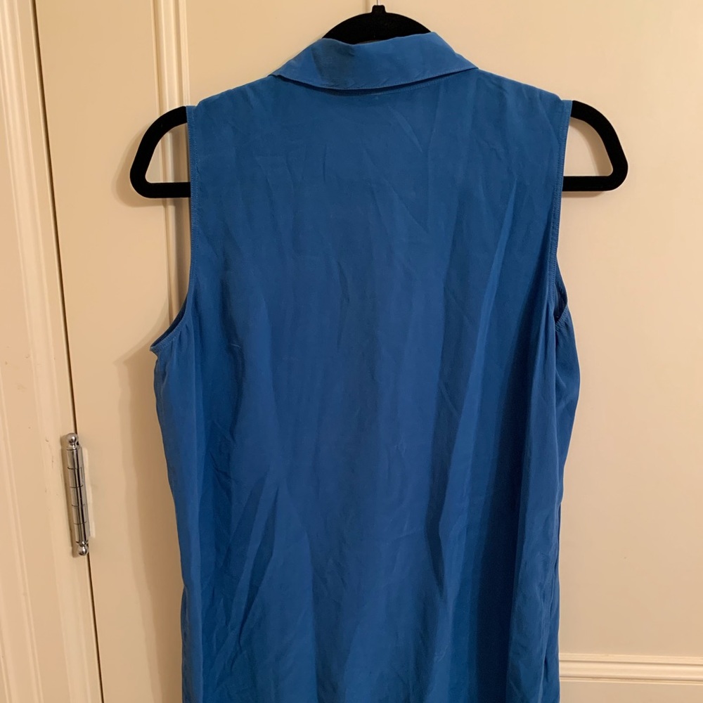 Equipment Blue Silk Sleeveless Button Down Dress